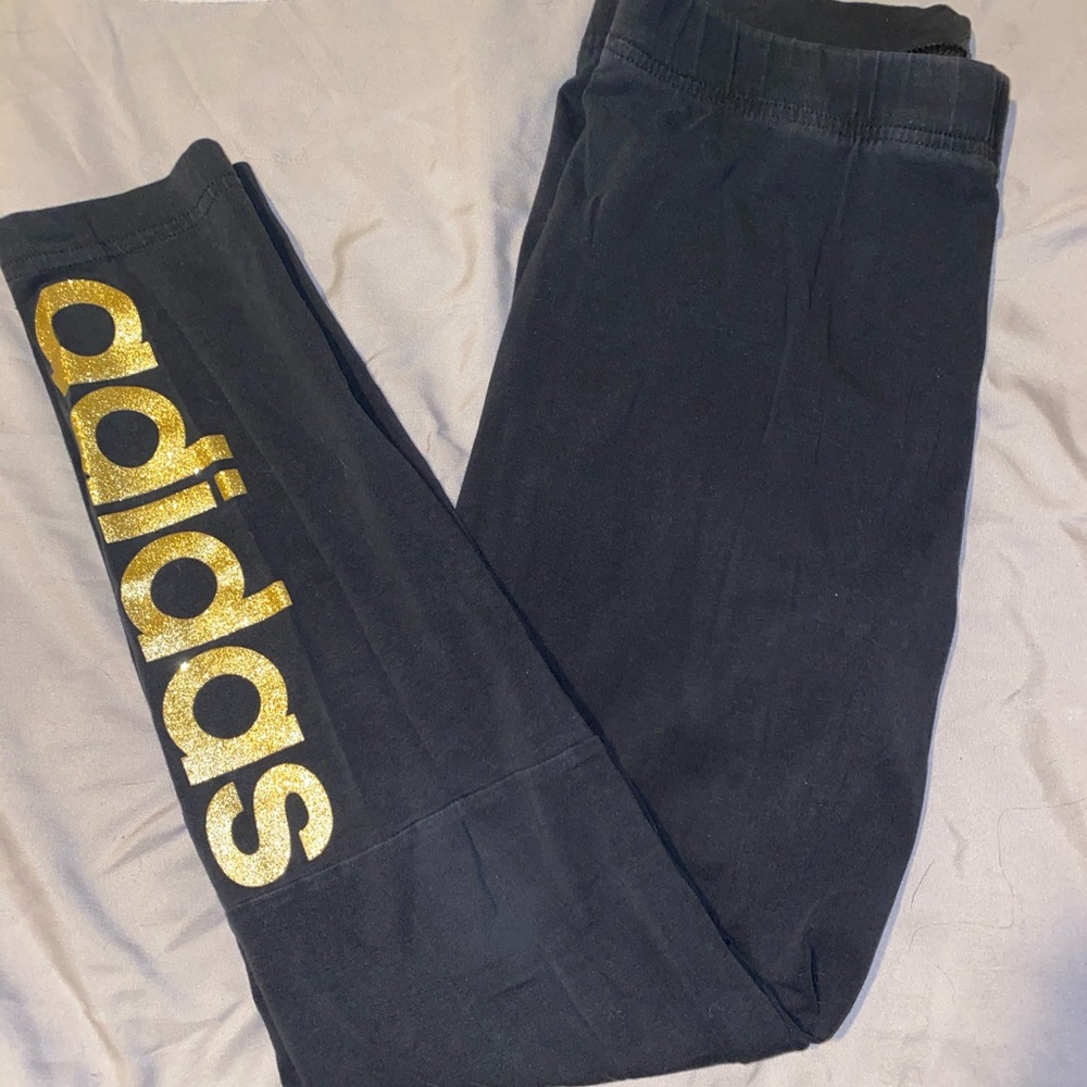 ADIDAS High Waisted Gold Glitter Leggings